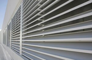 close-up view of aluminum louvers